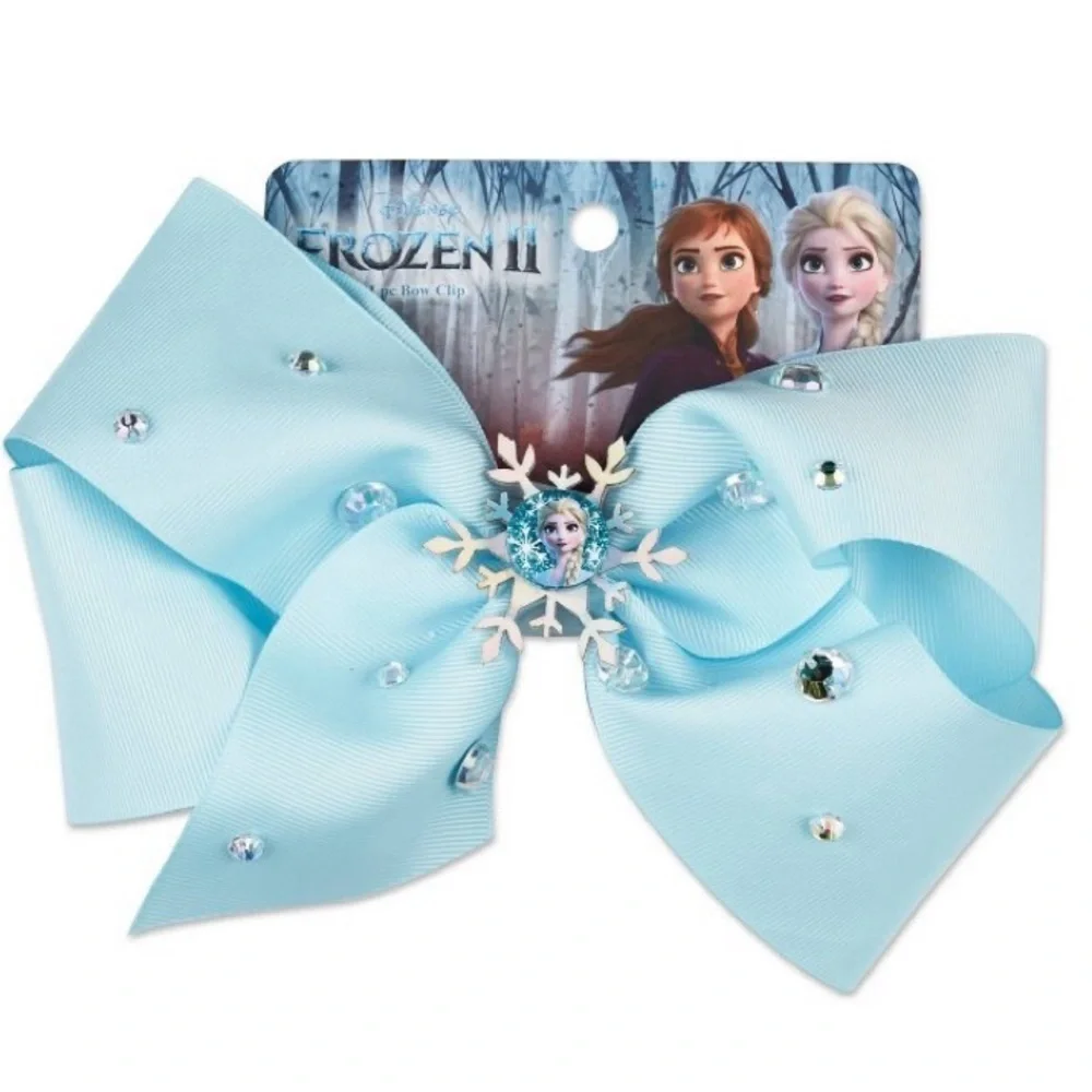 3 NWT disneys frozen 2 large hair bows embellished sparkly salon clip
